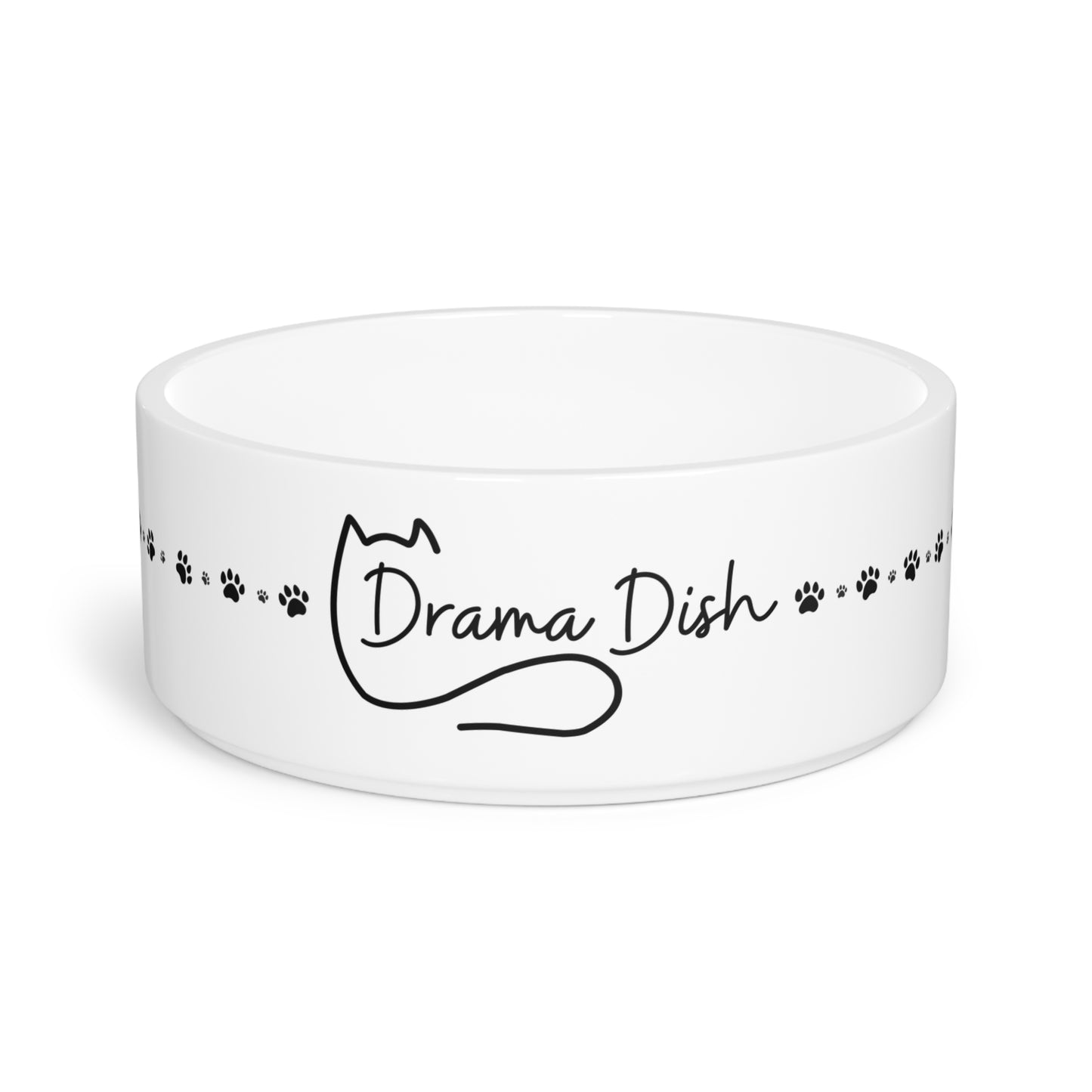 Drama Dish – White Ceramic Pet Bowl