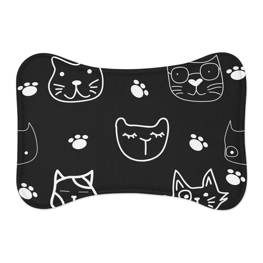 Midnight Meow – Cat Print Feeding Black Mat