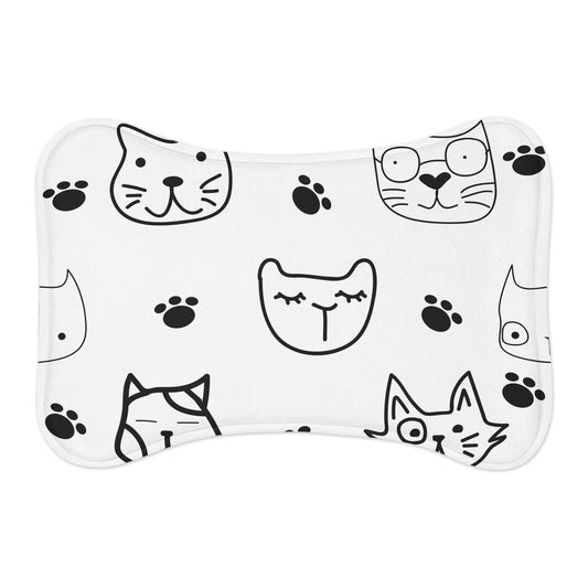 Whiskers & White – Cat Print Feeding Mat