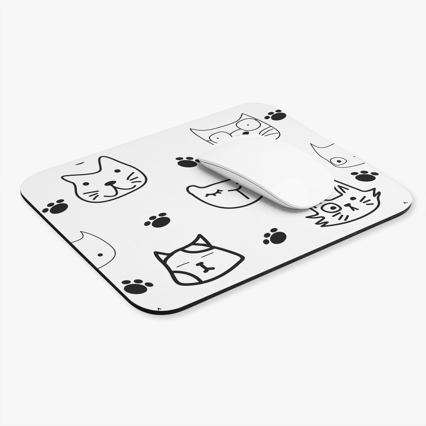 Purr & Click – White Cat Print Mouse Pad