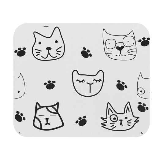 Purr & Click – White Cat Print Mouse Pad